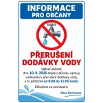 obrázek k článku: Dne 10.9.2026 dojde z důvodu opravy vodovodu k přerušení dodávky vody a to od 9:00 do cca 11:00 hodin. Děkujeme za pochopení